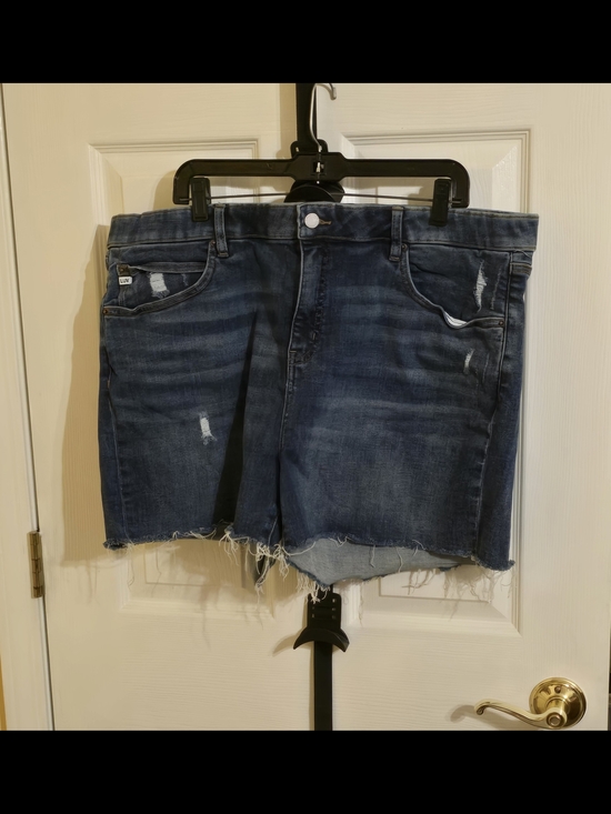 Pants - For Luv Of Denim Distressed Dark Wash Denim Cut Off Shorts